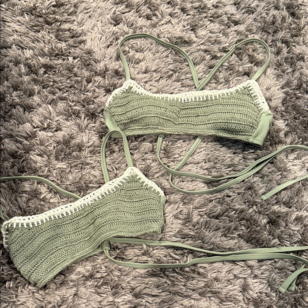 Xhilaration Green Crochet Bikini Top